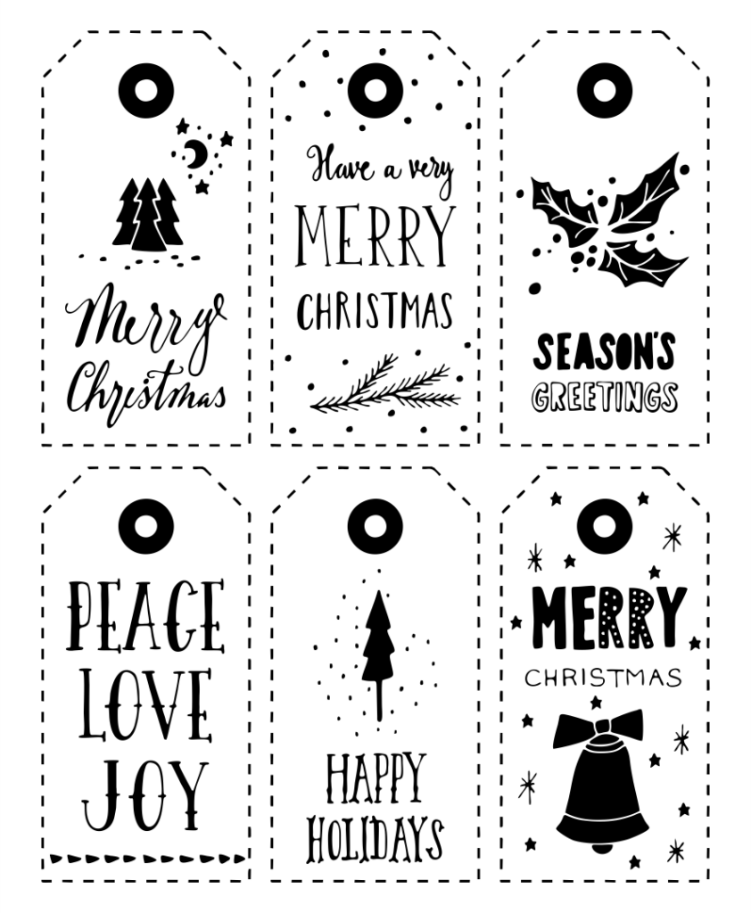 10 DIY Christmas Gift Tags Black And White Printable