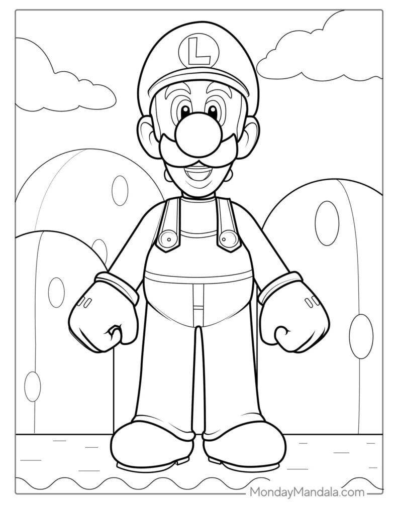 20 Cute Luigi Coloring Pages Free PDF Printables 