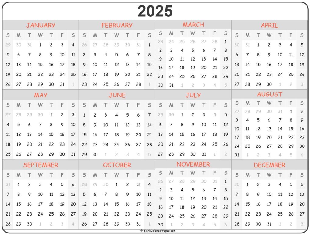 2025 Printable Calendar One Page