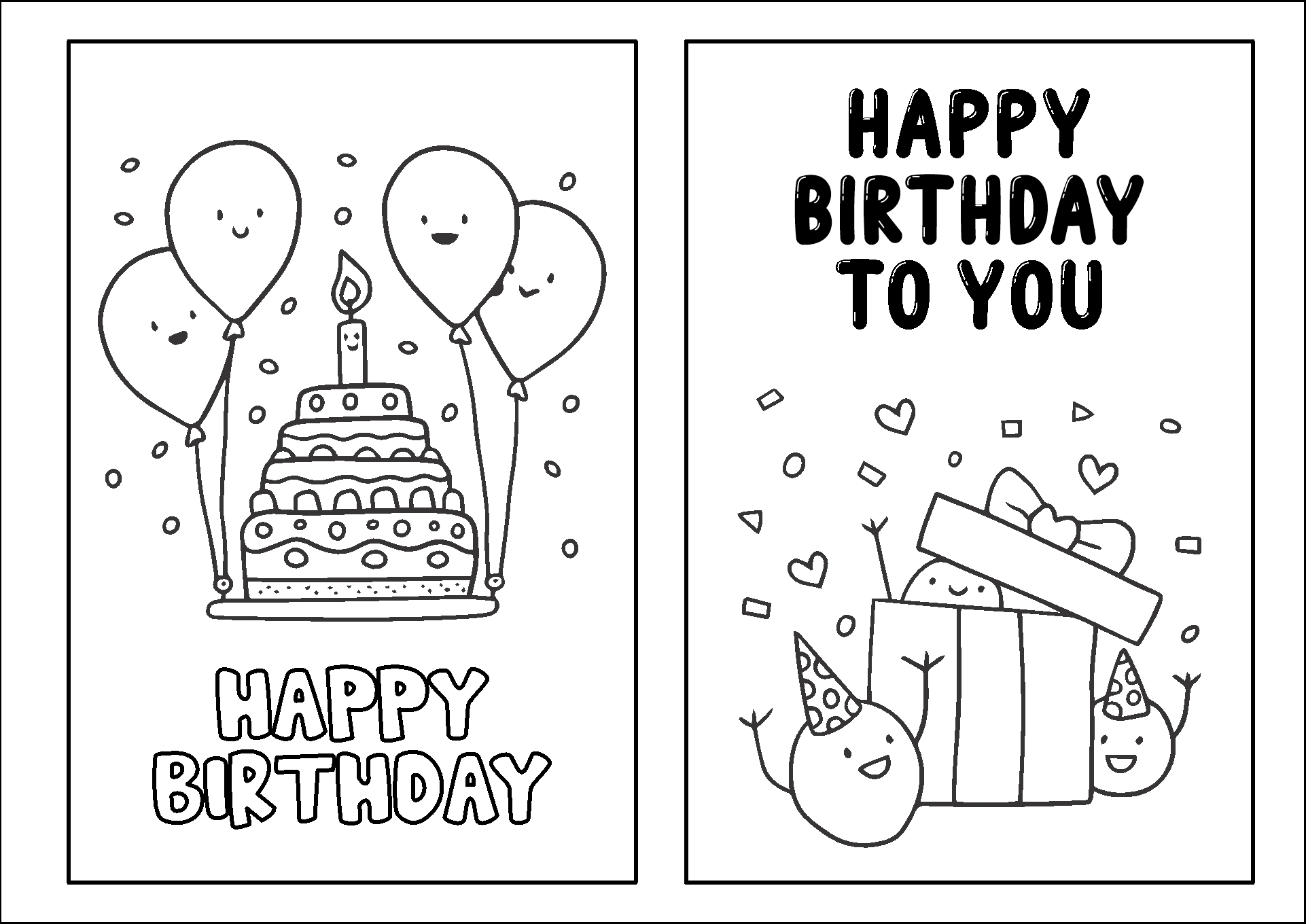 Birthday Cards To Color 12 Free PDF Printables Printablee