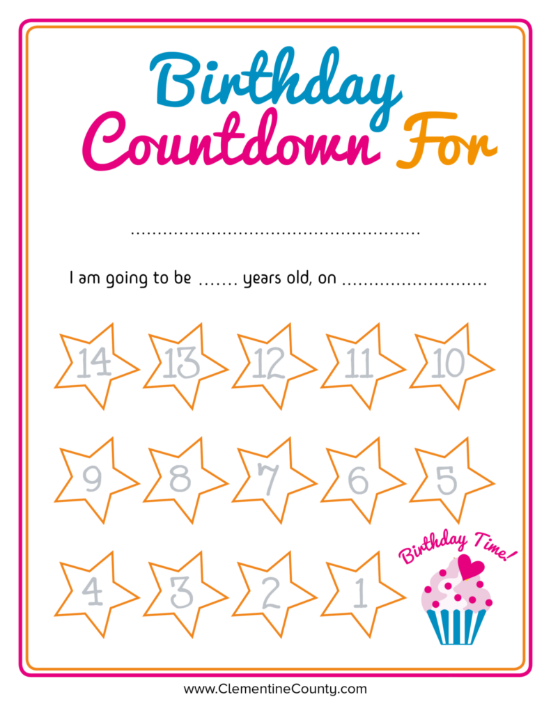 Birthday Countdown Calendar Printable