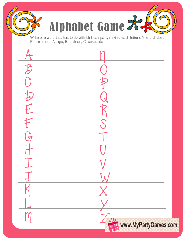 Birthday Party Games Printable