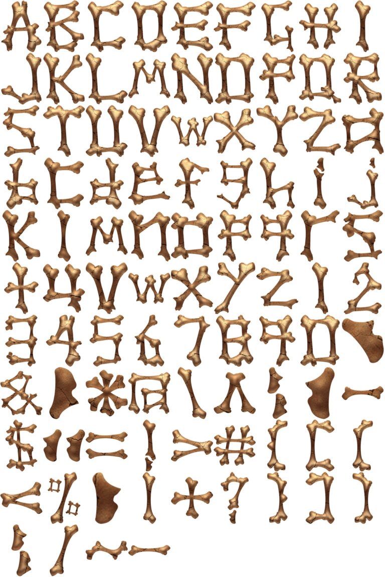 Free Printable Bone Letters We - Bone Letters Digital Clipart Printable Bone Alphabet Etsy 768x1152 