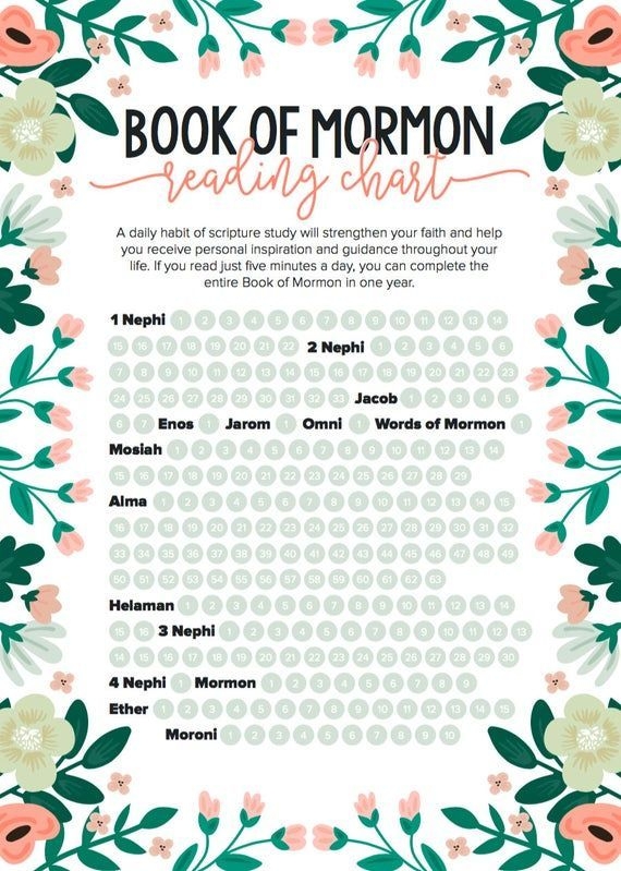 Book Of Mormon Reading Chart Free Printable Printable 2024 Word Searches