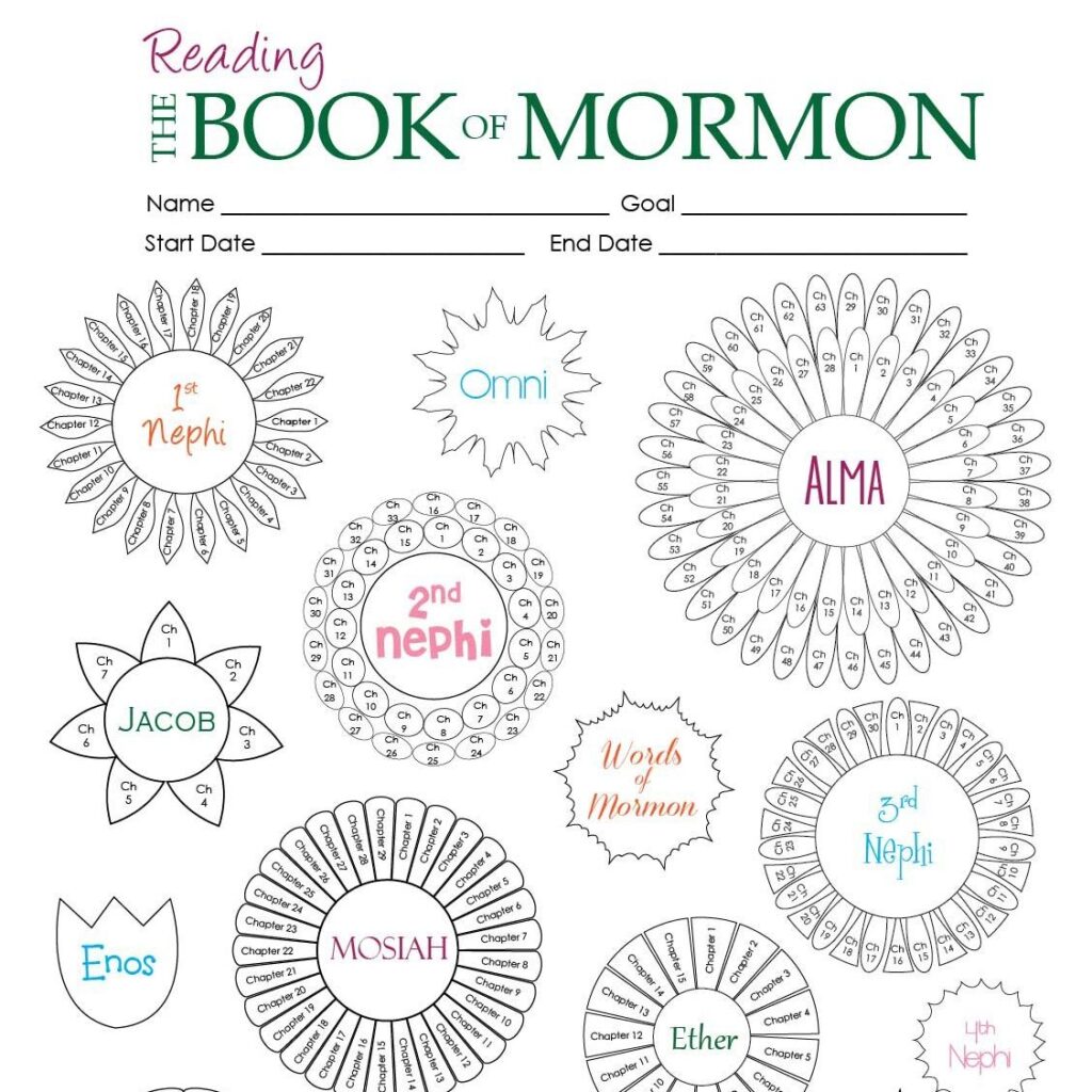 Book Of Mormon Reading Chart Free Printable Printable Word Searches