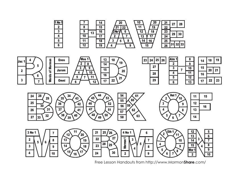 Book Of Mormon Reading Chart Free Printable