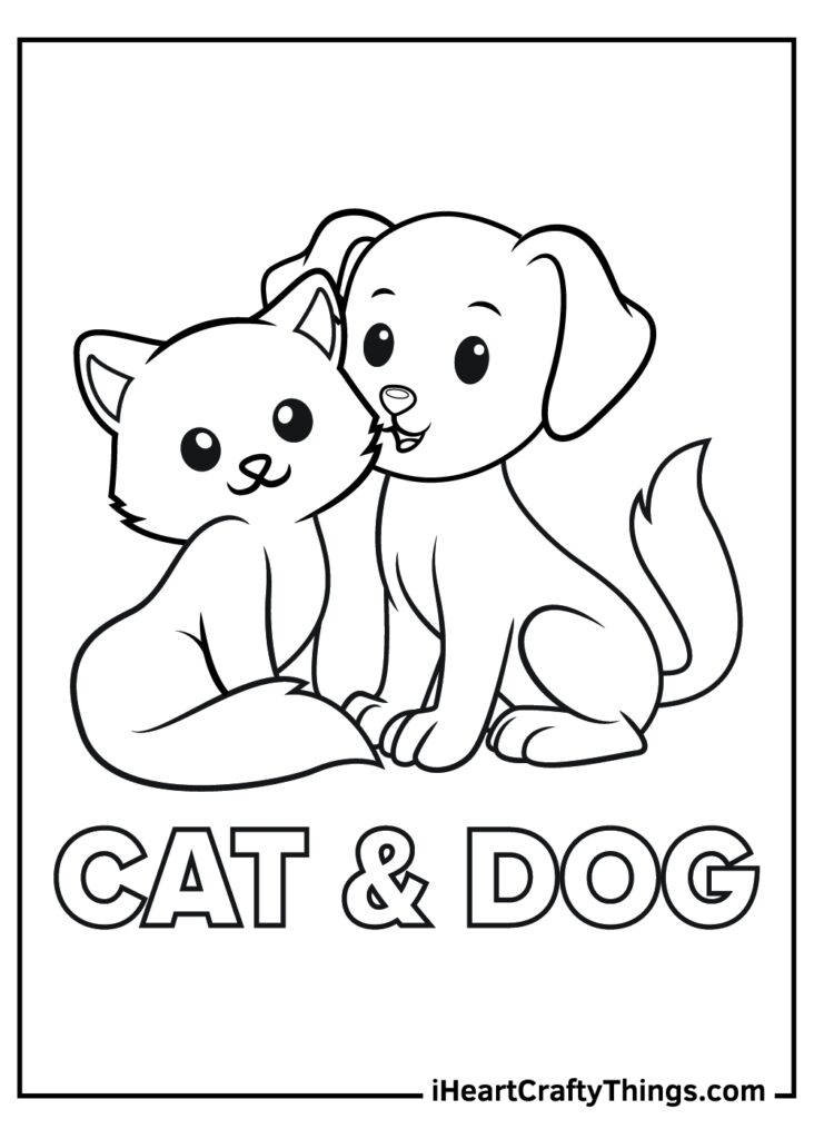 Cat And Dog Printable Coloring Pages