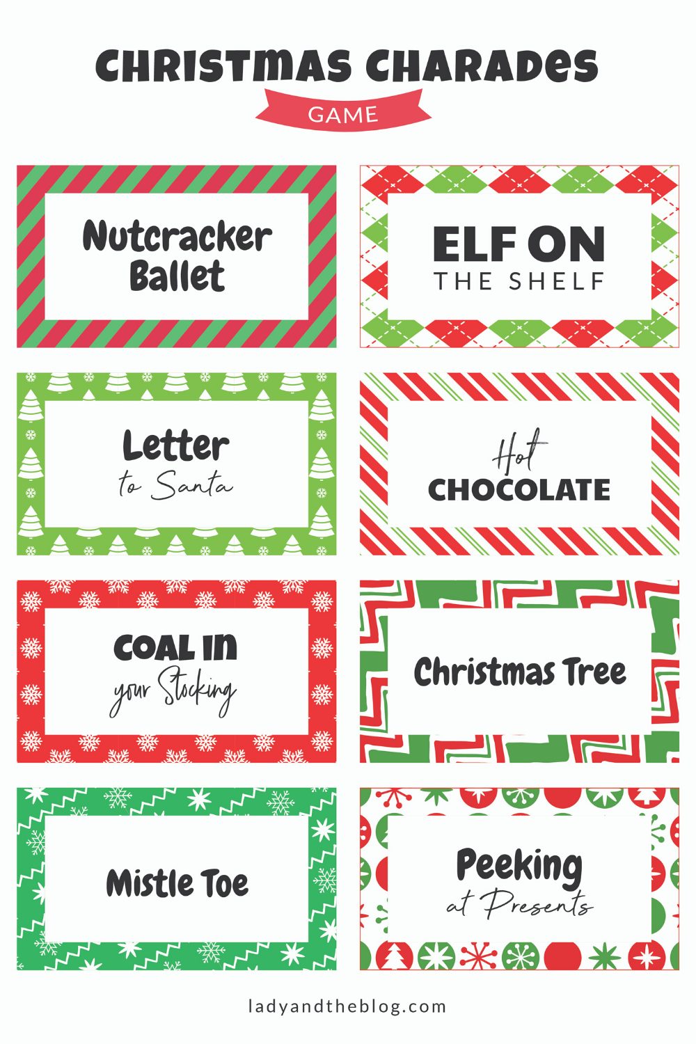 Christmas Charades Party Game Free Printable For The Holiday