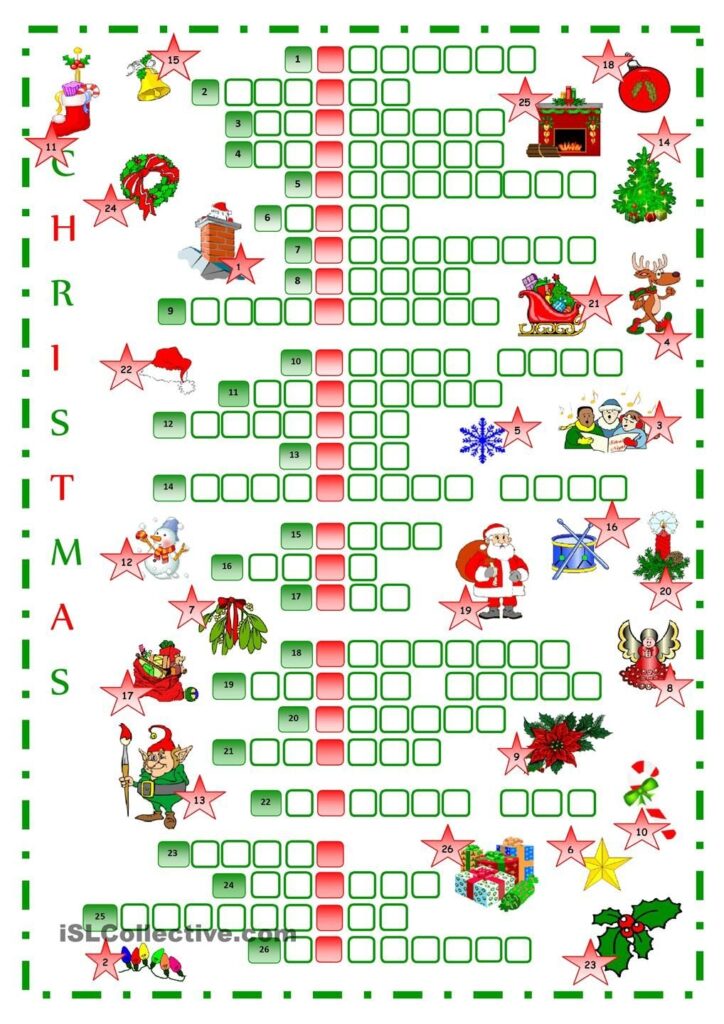 Christmas Crossword Puzzle Free Printable Pdf