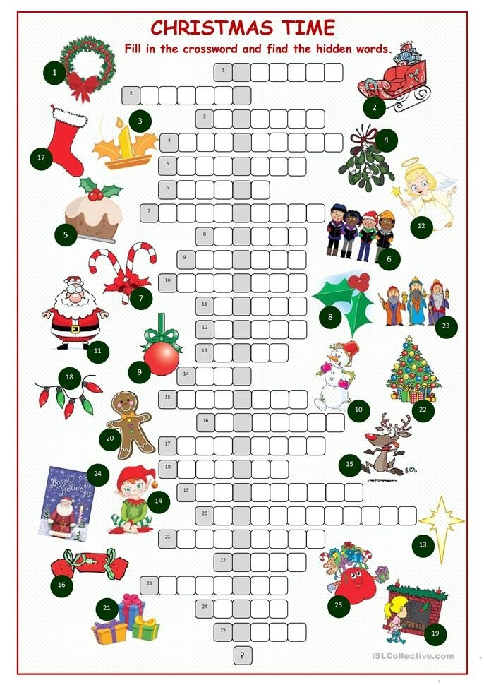 Christmas Crossword Puzzle Printable For Kids