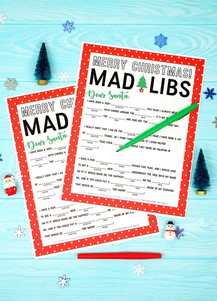 Christmas Mad Libs Printable Happiness Is Homemade