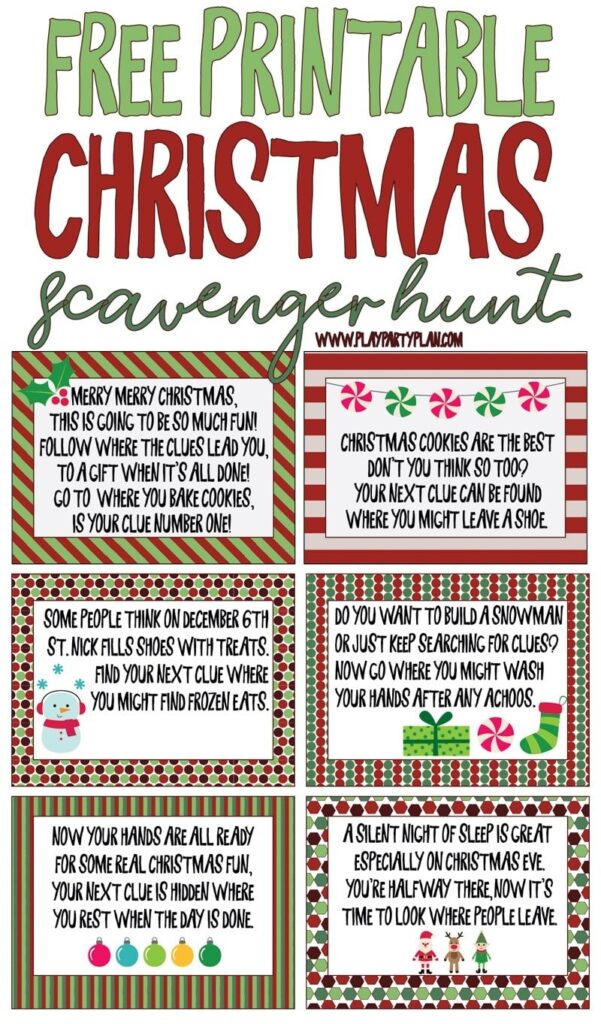 Christmas Scavenger Hunt Clues Free Printable Printable Templates