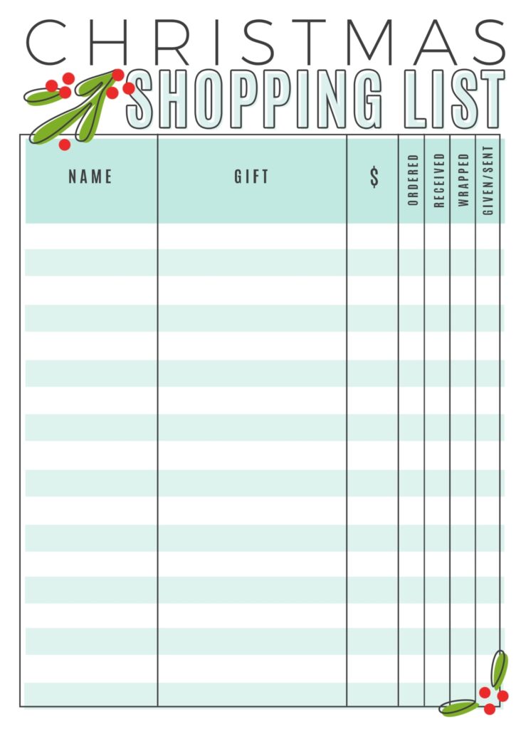 Christmas Shopping List Printable Printable Word Searches