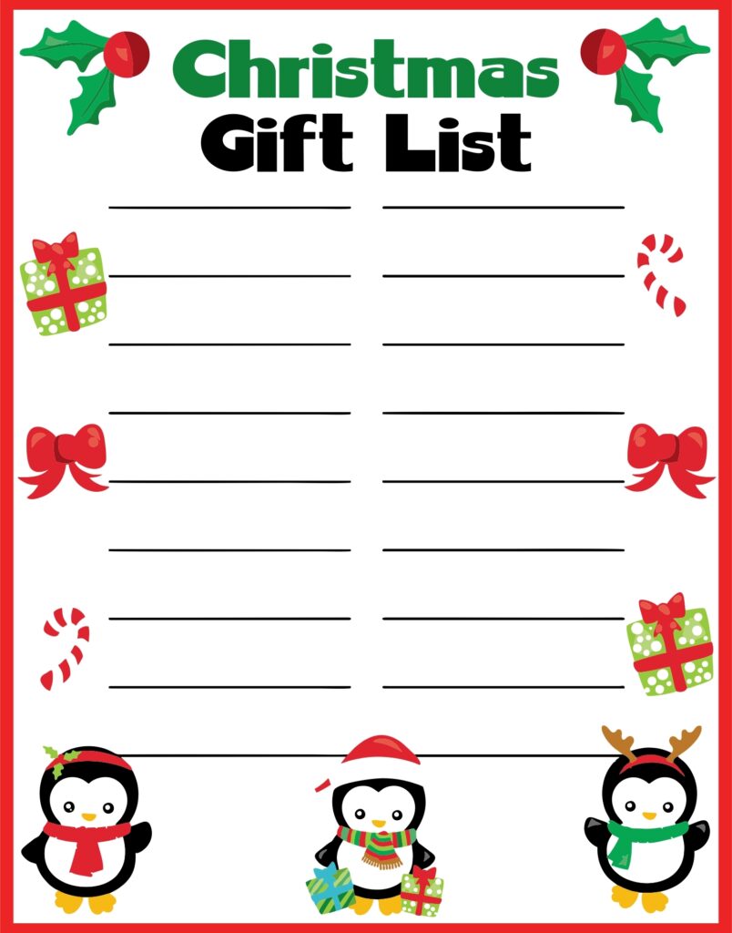 Christmas Shopping List Template 10 Free PDF Printables Printablee