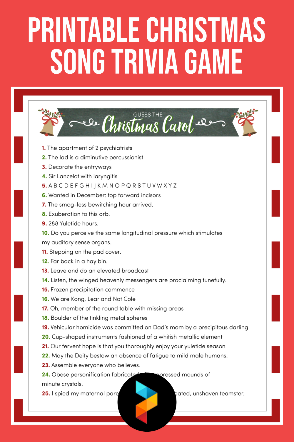 Christmas Song Trivia Game 15 Free PDF Printables Printablee