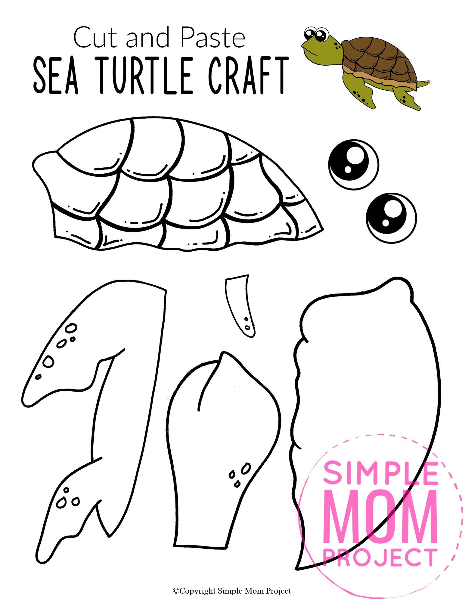 Cut And Paste Sea Turtle Craft For Kids With Free Template