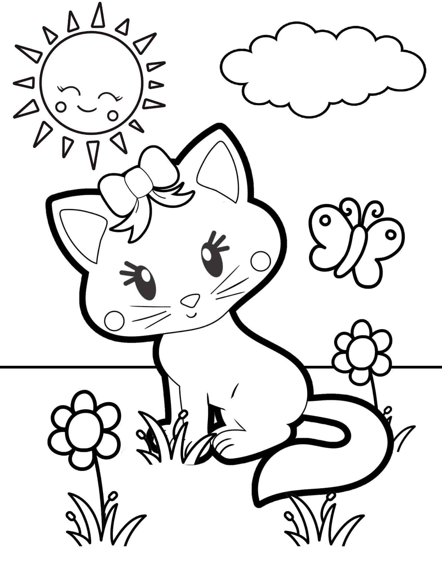 Cute Cat Coloring Page Free Printable