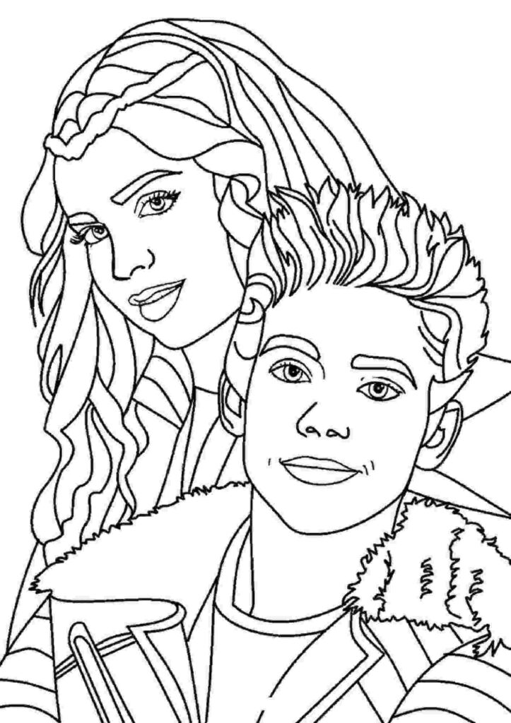 Evie And Carlos Play Together From Descendants Coloring Page Free 