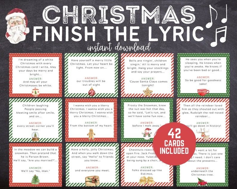 Finish The Christmas Song Lyrics Game Printable Printable Templates Free