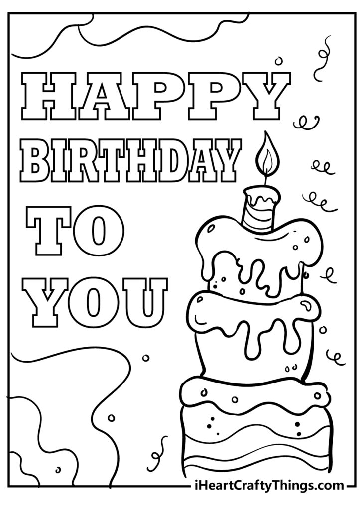 Foldable Printable Birthday Cards To Color