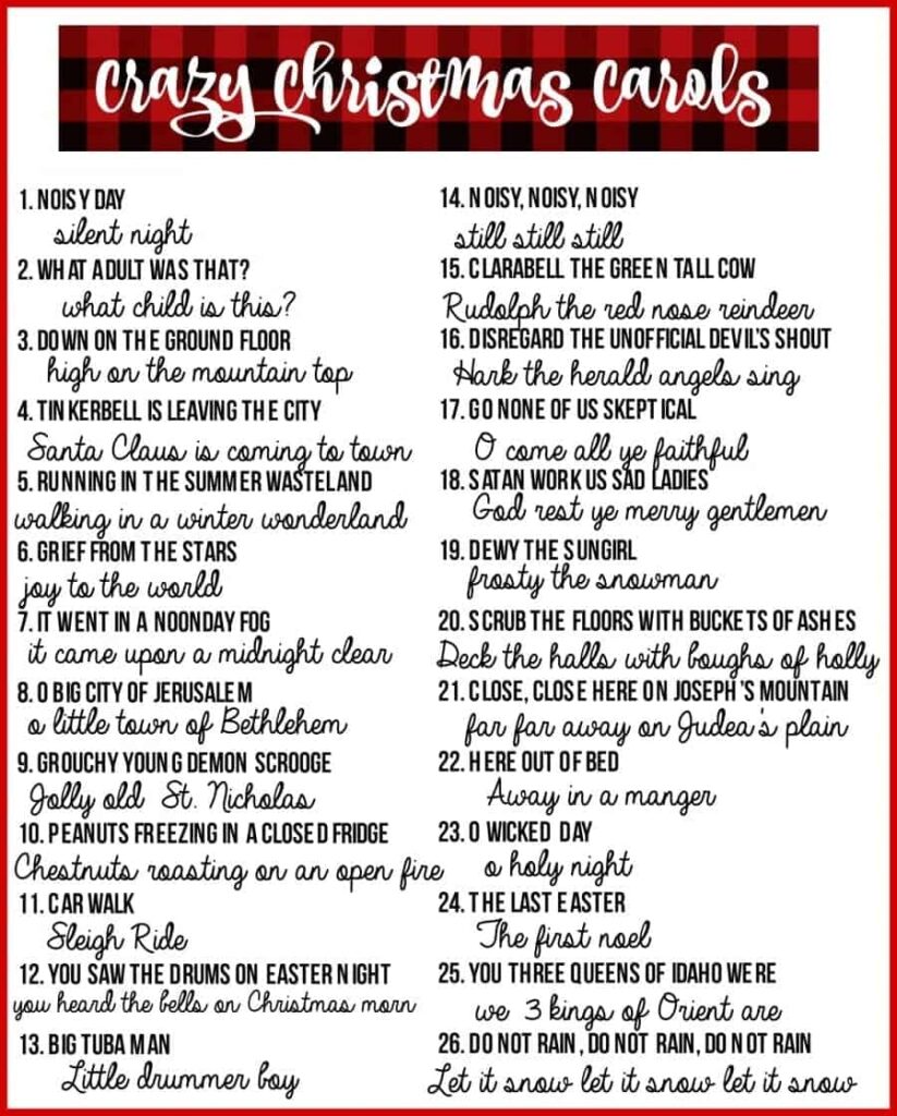 Free Christmas Carol Games Printable With Answers