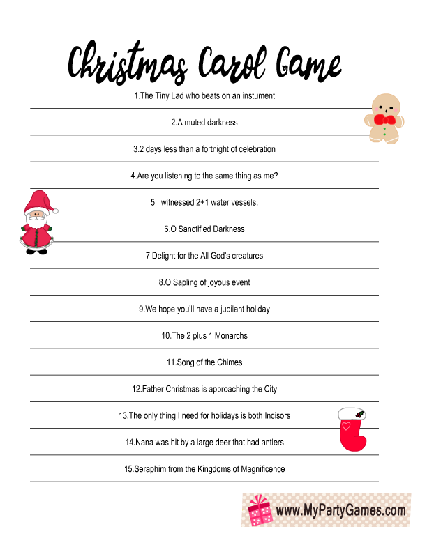 Free Christmas Carol Games Printable With Answers