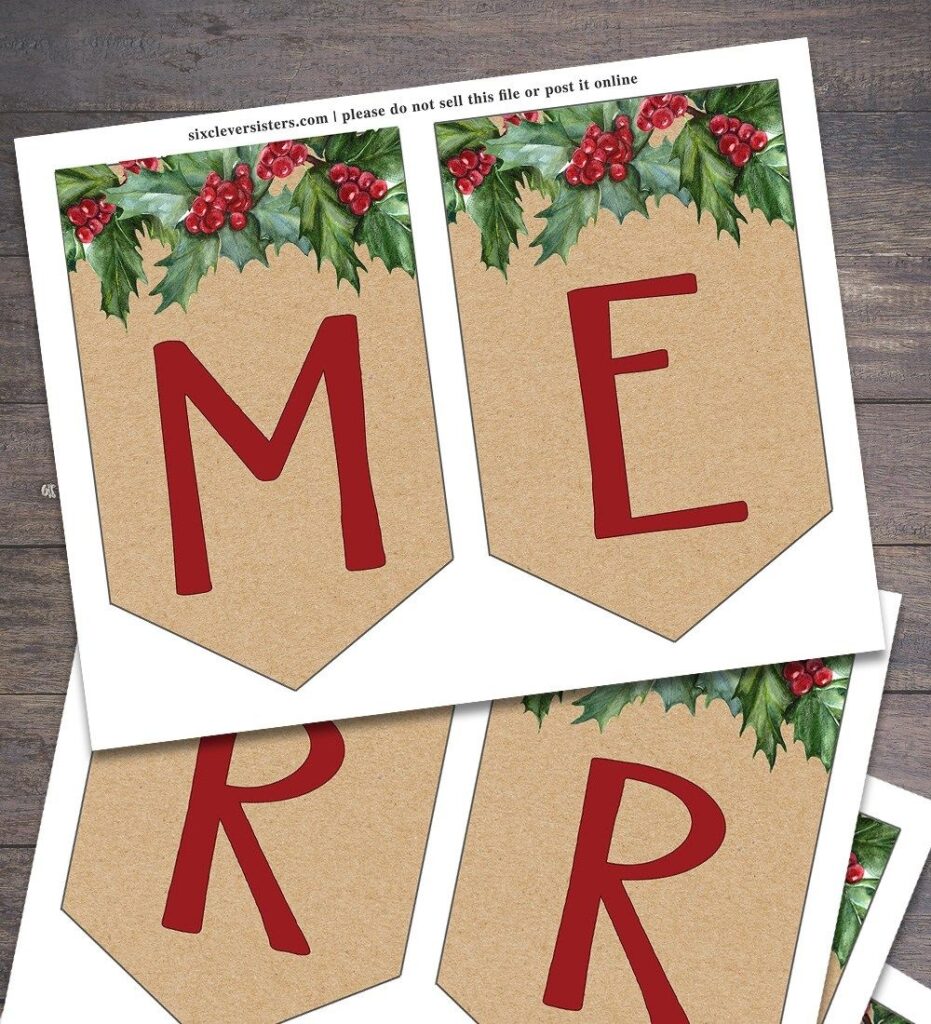 Free Christmas Printables Kraft Paper And Holly Six Clever Sisters 