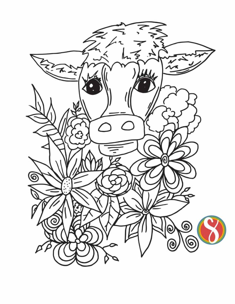 Free Cow Coloring Pages Stevie Doodles