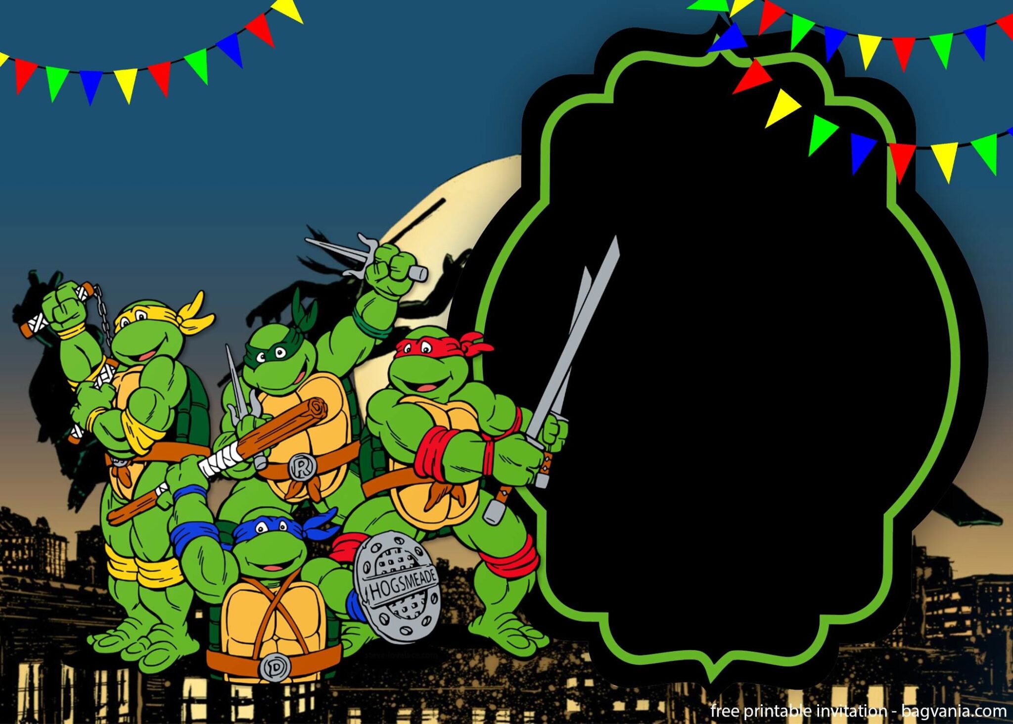 Free Printable Teenage Mutant Ninja Turtles Birthday Invitations - We ...