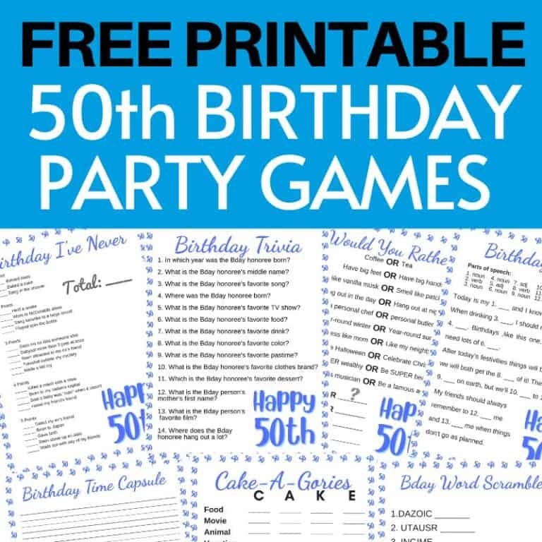 Free Printable 50th Birthday Party Games Parties Made Personal