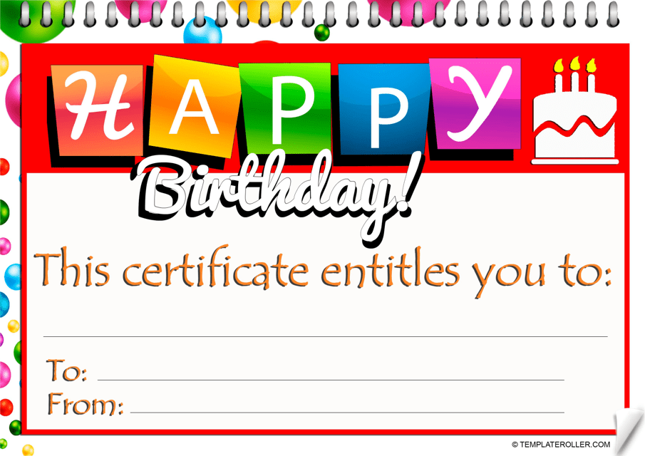 Free Printable Birthday Certificate Pdf Printable Online