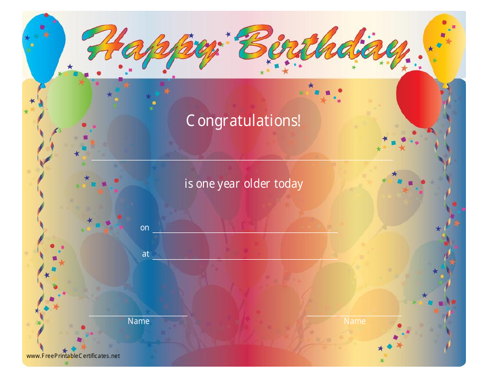Free Printable Birthday Certificate Template Printable Templates Free