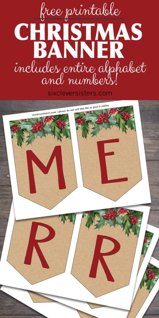 Free Printable Christmas Banner Six Clever Sisters Merry Christmas 