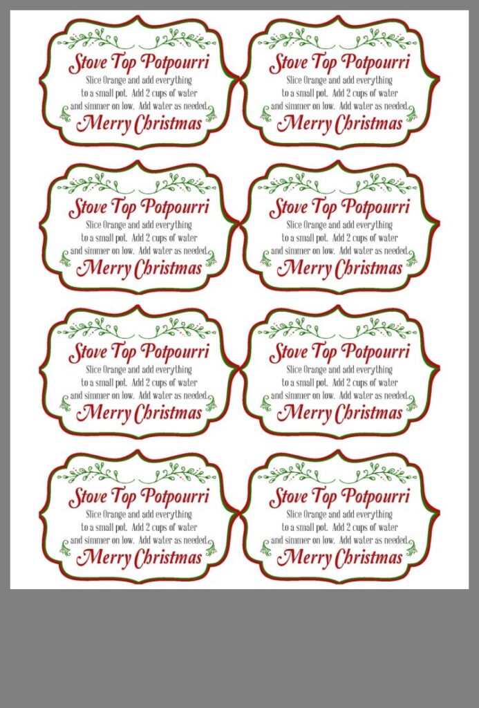 Free Printable Christmas Potpourri Printable Tags