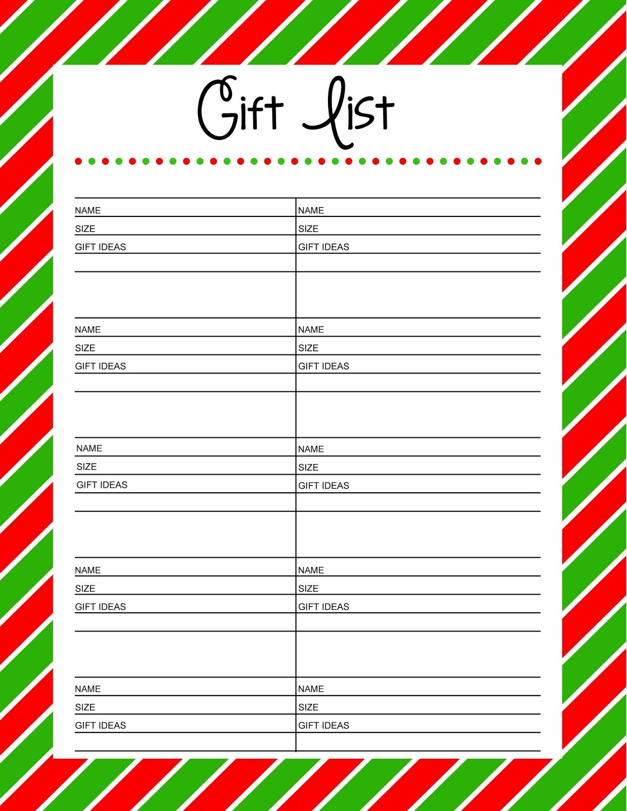 Free Printable Gift List 25 Days To An Organized Christmas Here