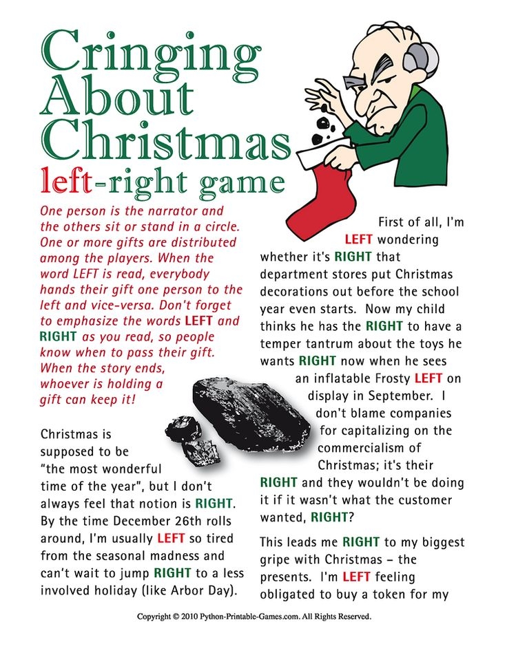 Free Printable Left Right Christmas Game The Game Includes Lots Of Cues 