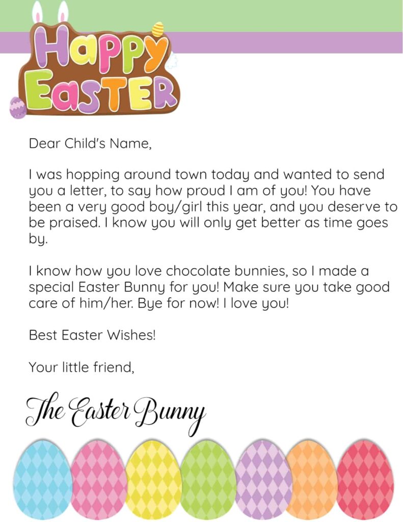 Free Printable Letters From The Easter Bunny