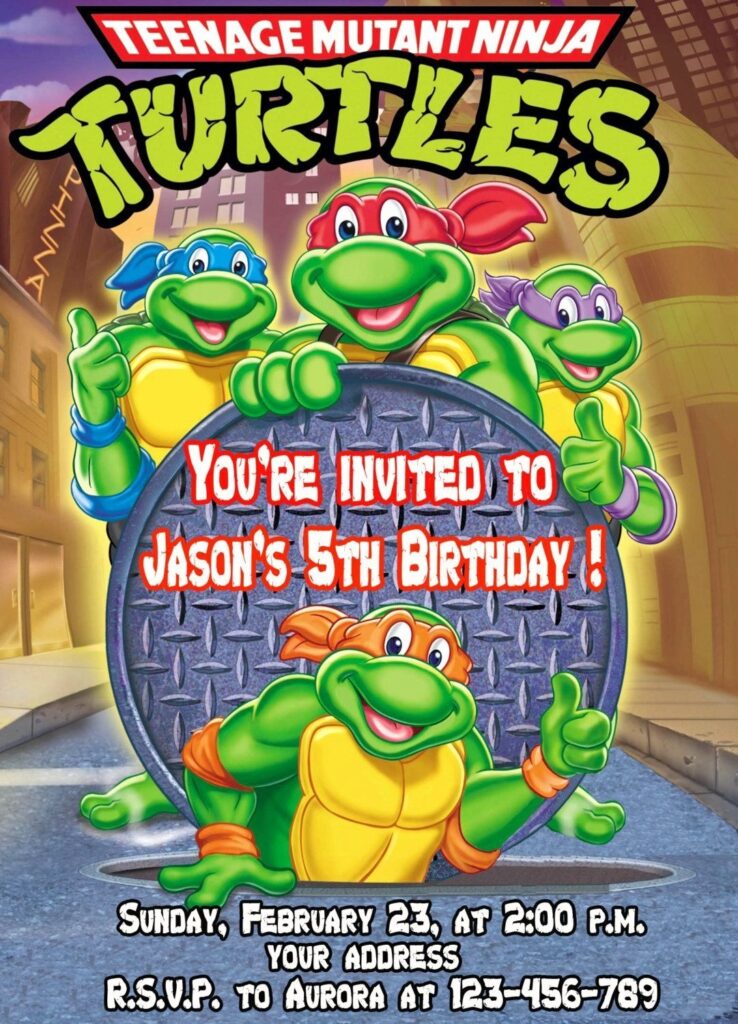 Free Printable Teenage Mutant Ninja Turtles Birthday Invitations 