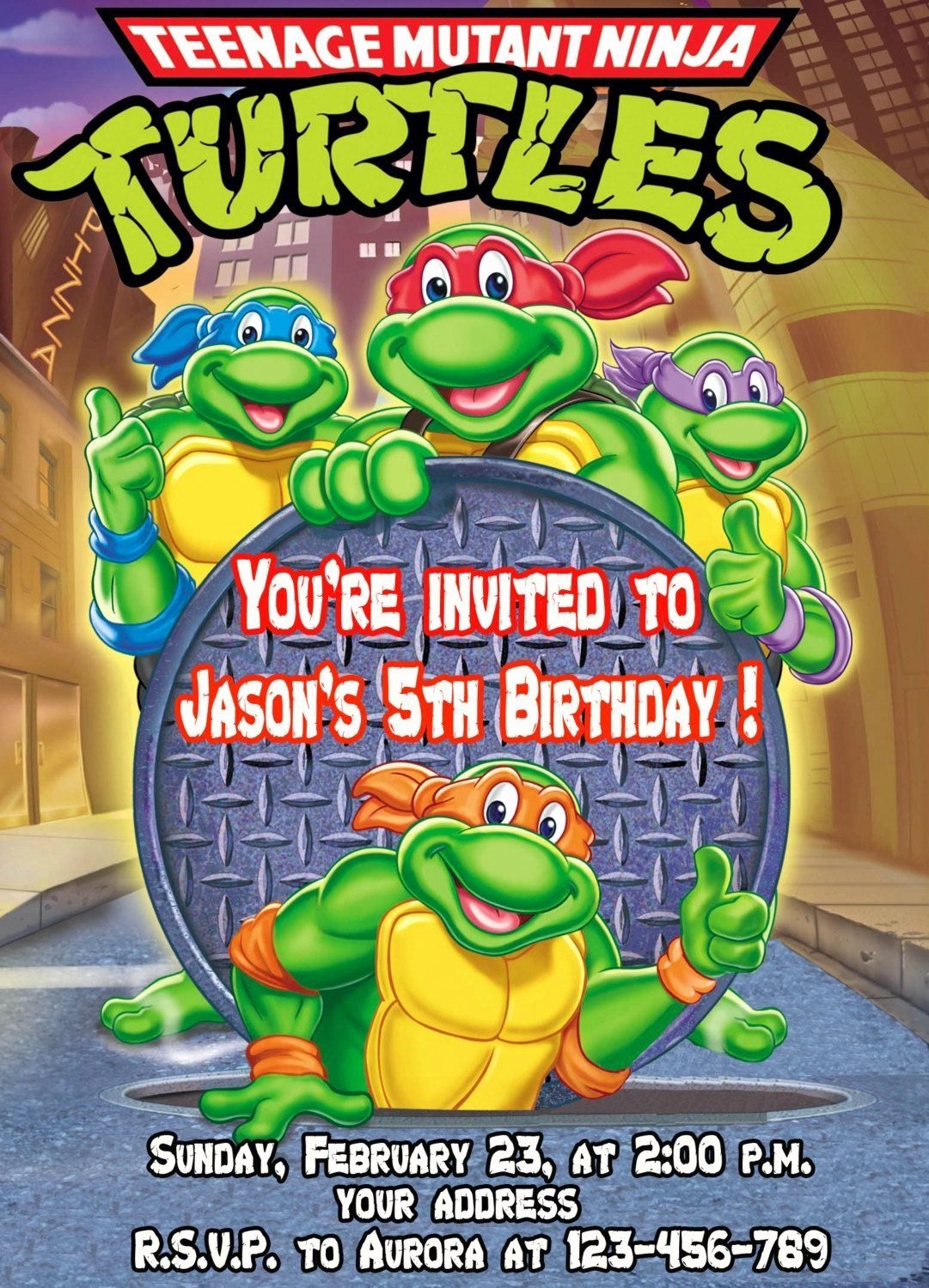 Free Printable Teenage Mutant Ninja Turtles Birthday Invitations