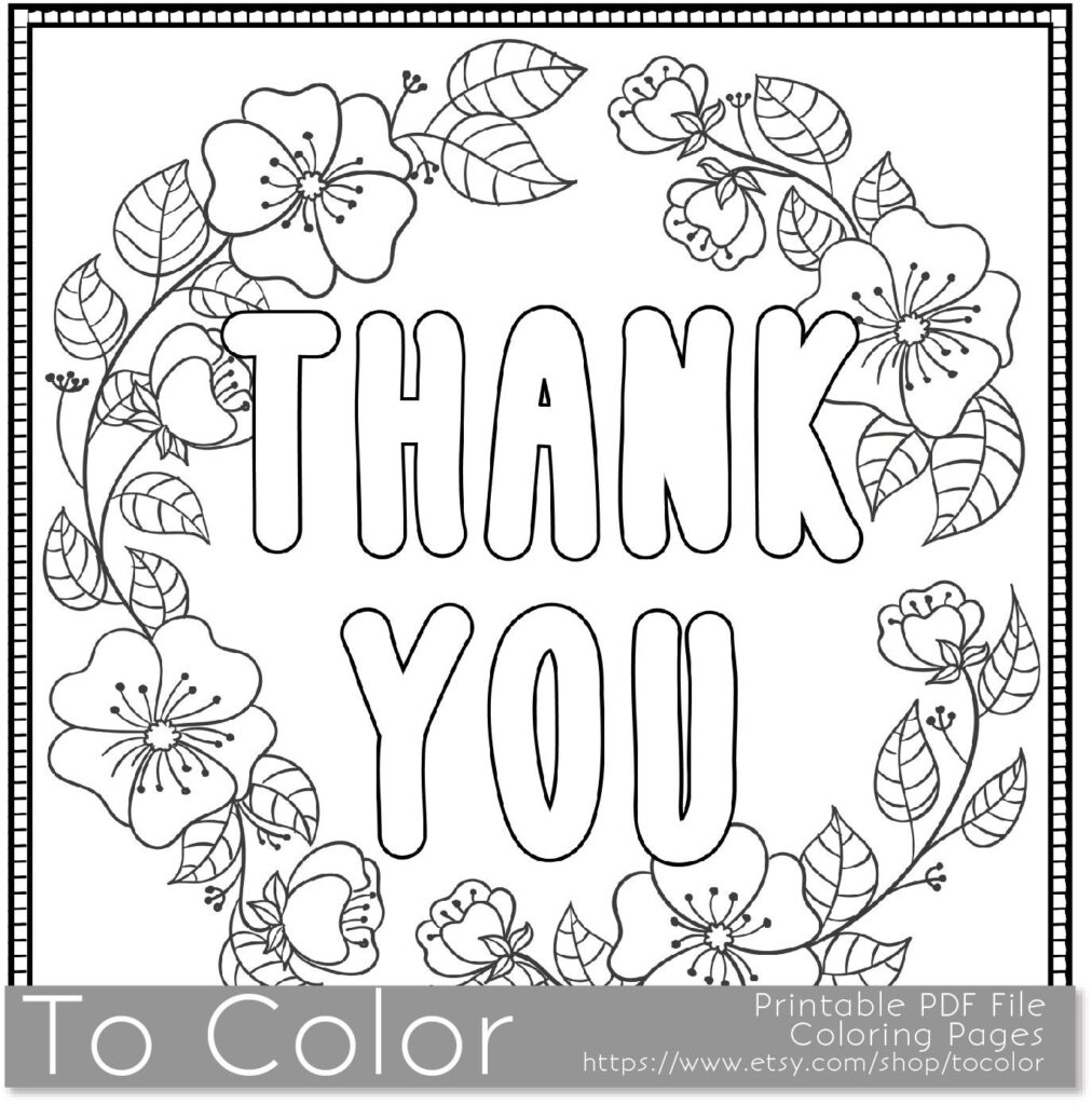 Free Printable Thank You Cards To Color Pdf Printable Word Searches