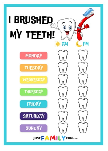 Free Printable Tooth Brushing Chart For Kids Just Family Fun