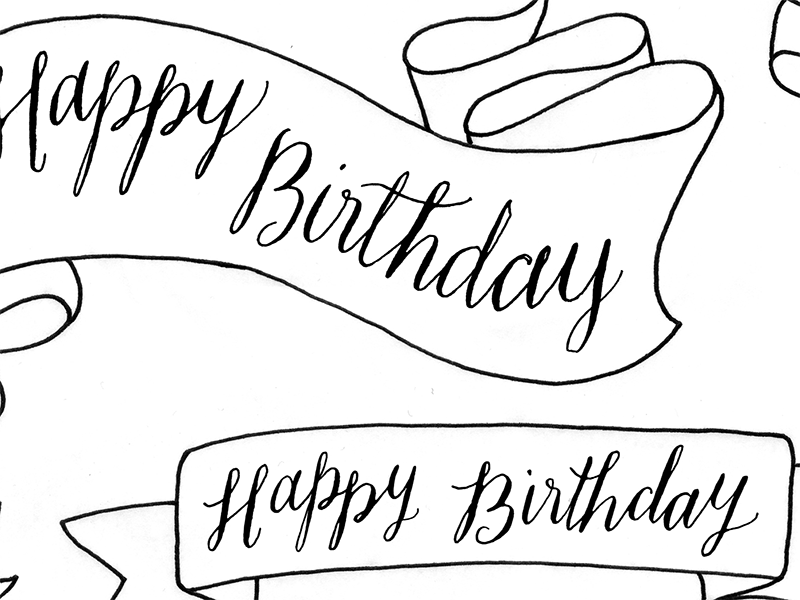 Happy Birthday Banner Printable Black And White