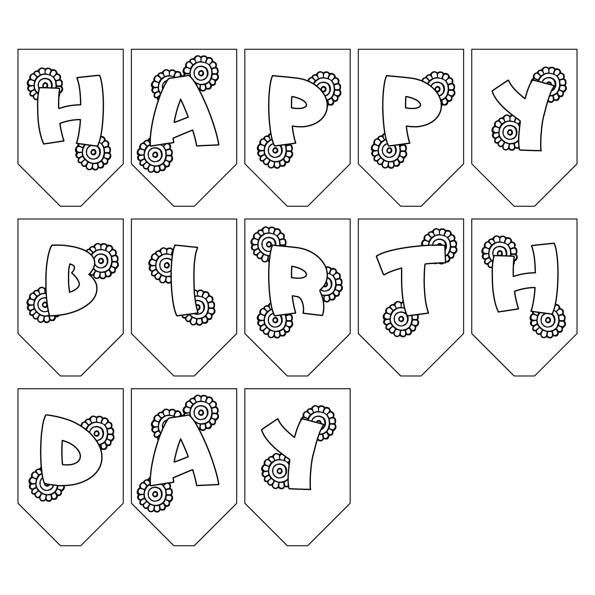 Happy Birthday Banners Outline 10 Free PDF Printables Printablee