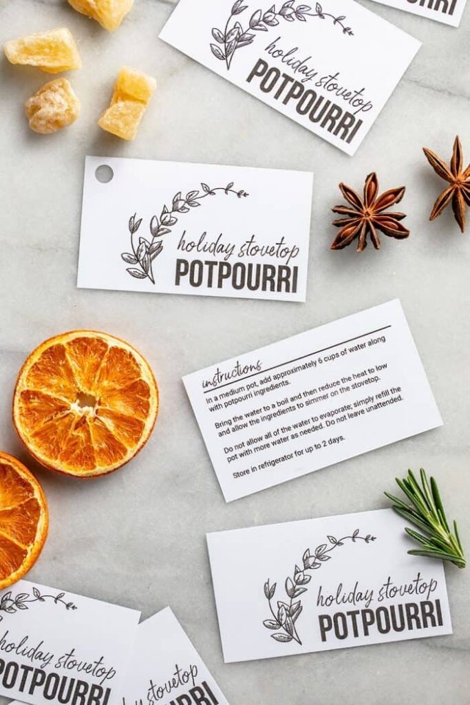 Holiday Stovetop Potpourri with Printable Gift Tags My Baking 