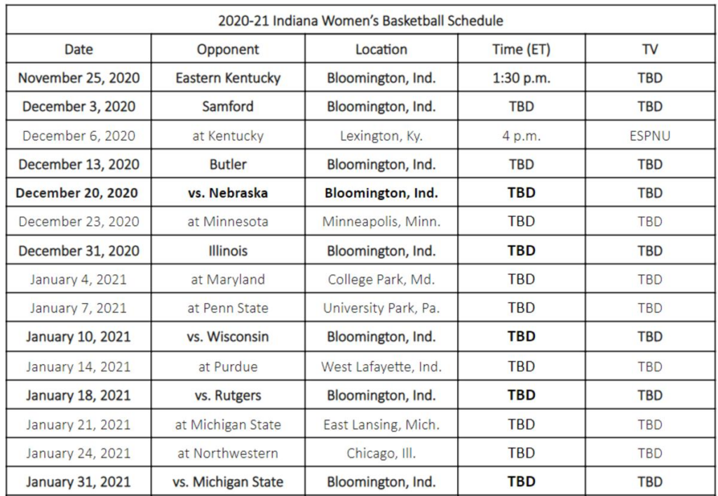 Iu Women s Basketball Schedule Printable