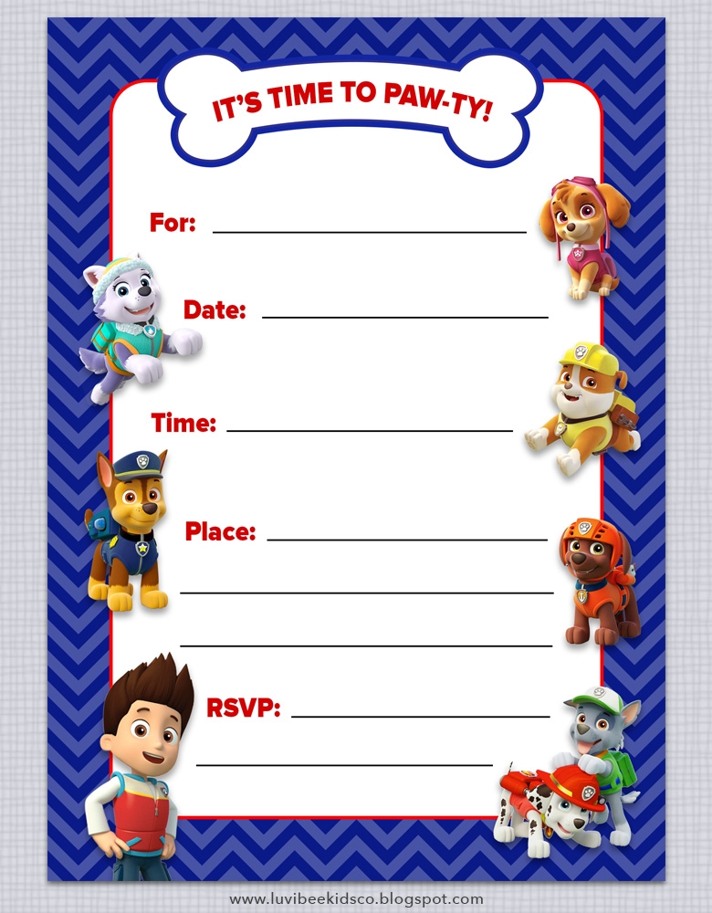 LuvibeeKids Co Blog Paw Patrol Birthday Invitations Free Printables