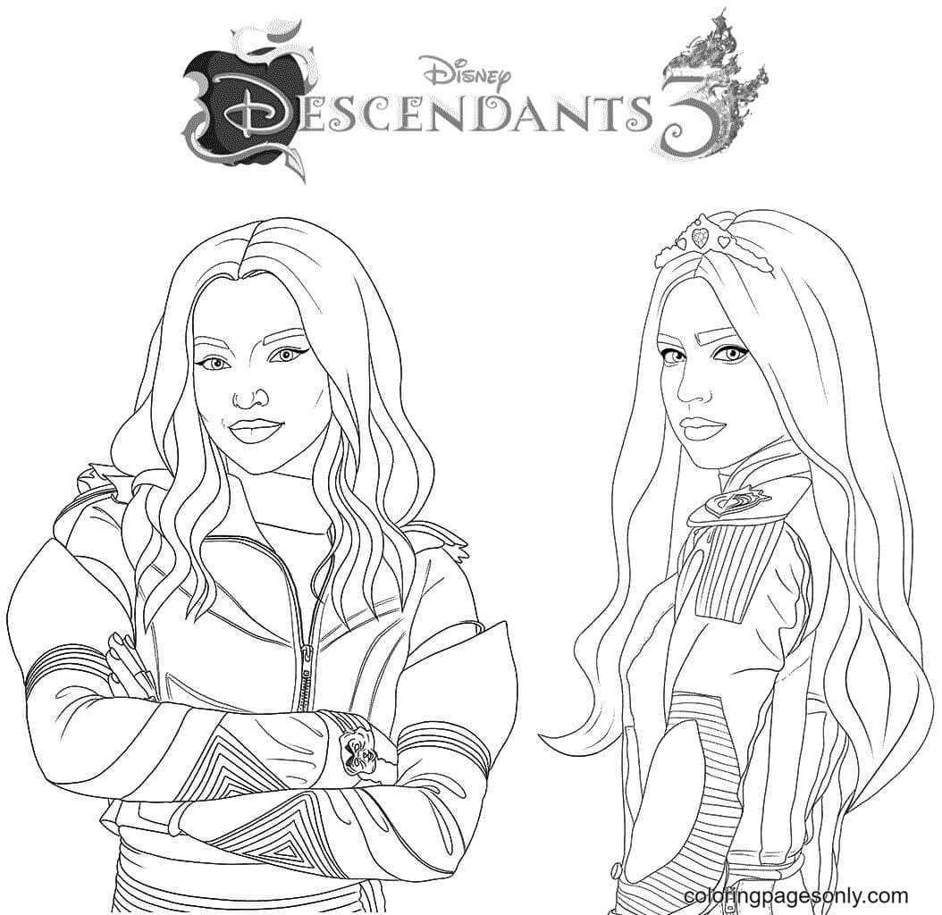 Mal And Evie From Descendants Coloring Page Free Printable Coloring Pages