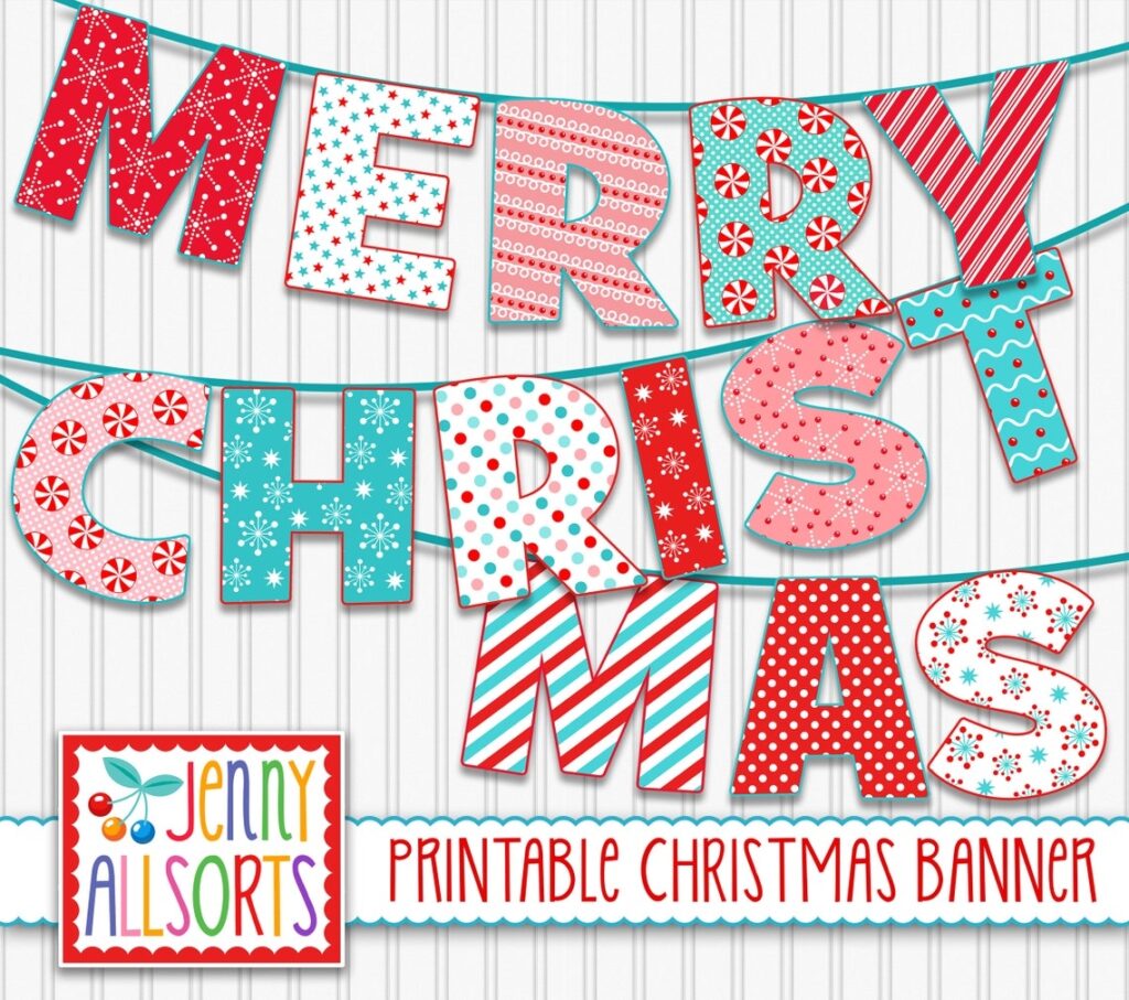 Merry Christmas Printable Banner Digital Christmas Sign Etsy