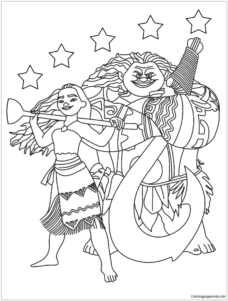 Moana Maui With The Stars Coloring Pages Cartoons Coloring Pages 