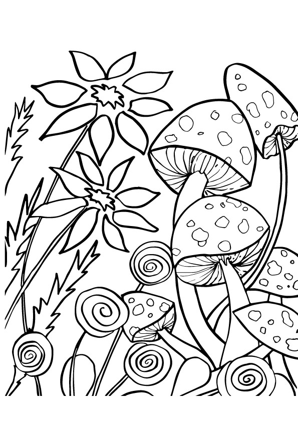 Mushroom Printable Coloring Pages